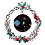 Colartive, Aesthetic, Amoled, Black, Colorful, Desenho Metal X mas Wreath Holly leaf Ornament Front