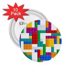 Colorful Bricks, Bricks, Colorful, Colors, Games, Lego, Rainbow 2 25  Buttons (10 Pack)  by kyorashop23