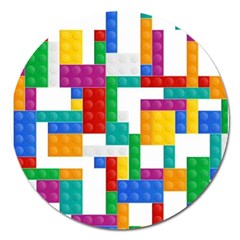 Colorful Bricks, Bricks, Colorful, Colors, Games, Lego, Rainbow Magnet 5  (round) by kyorashop23