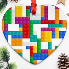 Colorful Bricks, Bricks, Colorful, Colors, Games, Lego, Rainbow Heart Ornament (two Sides)