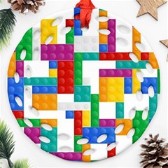 Colorful Bricks, Bricks, Colorful, Colors, Games, Lego, Rainbow Round Filigree Ornament (two Sides)