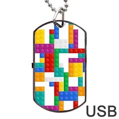 Colorful Bricks, Bricks, Colorful, Colors, Games, Lego, Rainbow Dog Tag Usb Flash (one Side) by kyorashop23