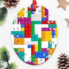 Colorful Bricks, Bricks, Colorful, Colors, Games, Lego, Rainbow Ornament (oval Filigree)