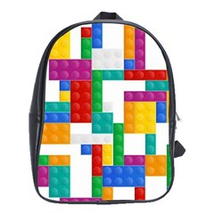 Colorful Bricks, Bricks, Colorful, Colors, Games, Lego, Rainbow School Bag (xl) by kyorashop23