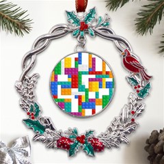 Colorful Bricks, Bricks, Colorful, Colors, Games, Lego, Rainbow Metal X mas Wreath Holly Leaf Ornament