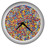 Colorful Lego Texture Lego Bricks Wall Clock (Silver) Front