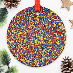 Colorful Lego Texture Lego Bricks Round Ornament (two Sides)