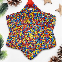 Colorful Lego Texture Lego Bricks Snowflake Ornament (two Sides)