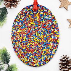 Colorful Lego Texture Lego Bricks Ornament (oval Filigree)