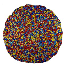 Colorful Lego Texture Lego Bricks Large 18  Premium Flano Round Cushions by kyorashop23