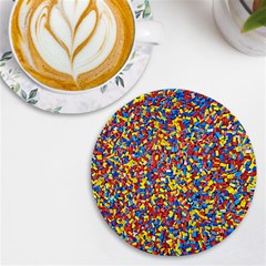 Colorful Lego Texture Lego Bricks Uv Print Round Tile Coaster by kyorashop23