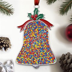 Colorful Lego Texture Lego Bricks Metal Holly Leaf Bell Ornament