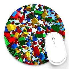 Falling Lego Bricks, Desenho Round Mousepad by kyorashop23