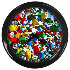 Falling Lego Bricks, Desenho Wall Clock (black) by kyorashop23