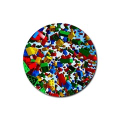 Falling Lego Bricks, Desenho Rubber Coaster (round) by kyorashop23