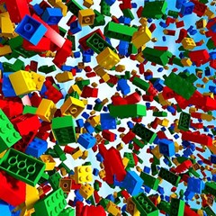 Falling Lego Bricks, Desenho Play Mat (rectangle) by kyorashop23