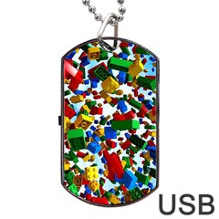 Falling Lego Bricks, Desenho Dog Tag Usb Flash (one Side) by kyorashop23