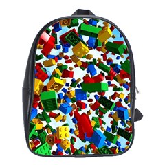 Falling Lego Bricks, Desenho School Bag (xl) by kyorashop23