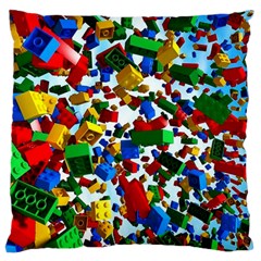 Falling Lego Bricks, Desenho Large Premium Plush Fleece Cushion Case (one Side) by kyorashop23