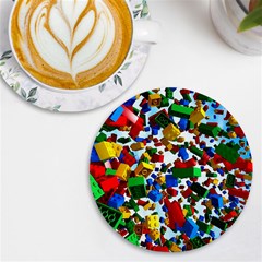 Falling Lego Bricks, Desenho Uv Print Round Tile Coaster by kyorashop23