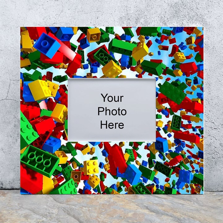 Falling Lego Bricks, Desenho White Wall Photo Frame 5  x 7 