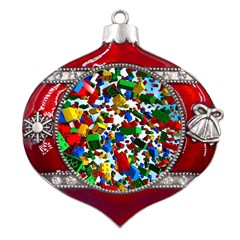 Falling Lego Bricks, Desenho Metal Snowflake And Bell Red Ornament