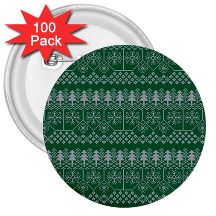 Christmas Knit Digital 3  Buttons (100 pack) 