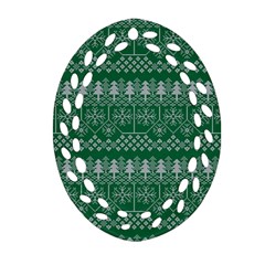 Christmas Knit Digital Ornament (oval Filigree)