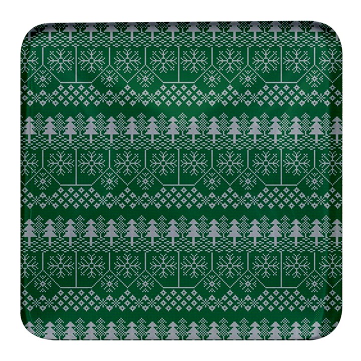 Christmas Knit Digital Square Glass Fridge Magnet (4 pack)