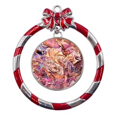 Blend  Metal Red Ribbon Round Ornament