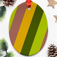 Autmn Stripes Colors Geometric Print Design Ornament (oval)