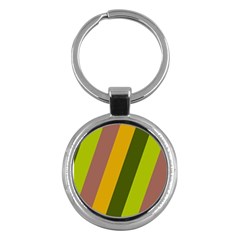 Autmn Stripes Colors Geometric Print Design Key Chain (round)