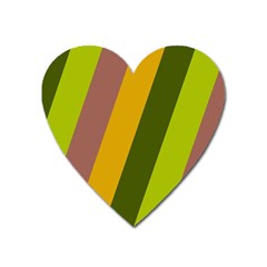 Autmn Stripes Colors Geometric Print Design Heart Magnet by dflcprintsclothing