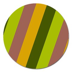 Autmn Stripes Colors Geometric Print Design Magnet 5  (round) by dflcprintsclothing