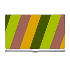 Autmn Stripes Colors Geometric Print Design Business Card Holder by dflcprintsclothing