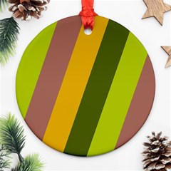 Autmn Stripes Colors Geometric Print Design Round Ornament (two Sides)