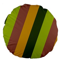 Autmn Stripes Colors Geometric Print Design Large 18  Premium Flano Round Cushions