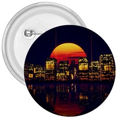 Abstract City Retro Sunset Night 3  Buttons by Bedest