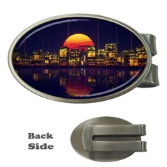 Abstract City Retro Sunset Night Money Clips (oval)  by Bedest