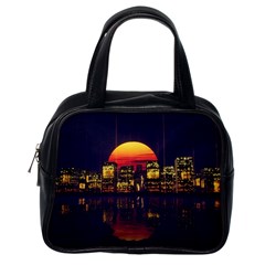 Abstract City Retro Sunset Night Classic Handbag (one Side) by Bedest