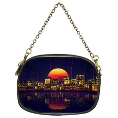 Abstract City Retro Sunset Night Chain Purse (one Side) by Bedest