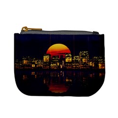 Abstract City Retro Sunset Night Mini Coin Purse by Bedest