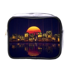 Abstract City Retro Sunset Night Mini Toiletries Bag (one Side) by Bedest