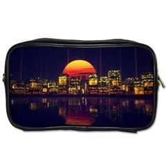 Abstract City Retro Sunset Night Toiletries Bag (two Sides) by Bedest