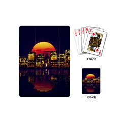 Abstract City Retro Sunset Night Playing Cards Single Design (mini)