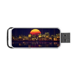 Abstract City Retro Sunset Night Portable Usb Flash (one Side) by Bedest