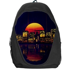 Abstract City Retro Sunset Night Backpack Bag by Bedest