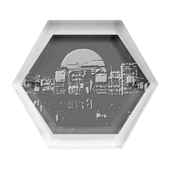 Abstract City Retro Sunset Night Hexagon Wood Jewelry Box by Bedest