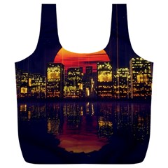 Abstract City Retro Sunset Night Full Print Recycle Bag (xxxl) by Bedest