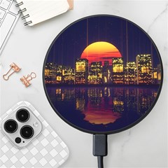 Abstract City Retro Sunset Night Wireless Fast Charger(black) by Bedest